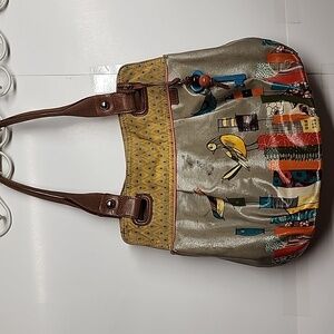 Fossil Colorful Rare Find Vintage Distressed Key-per Fossil Patterned Bag.